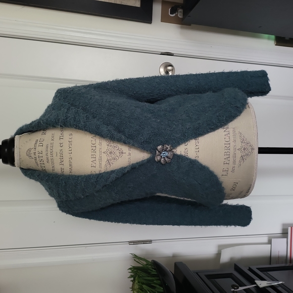 BEBE Chunky cardigan sweater Teal blue Size S - Picture 1 of 6